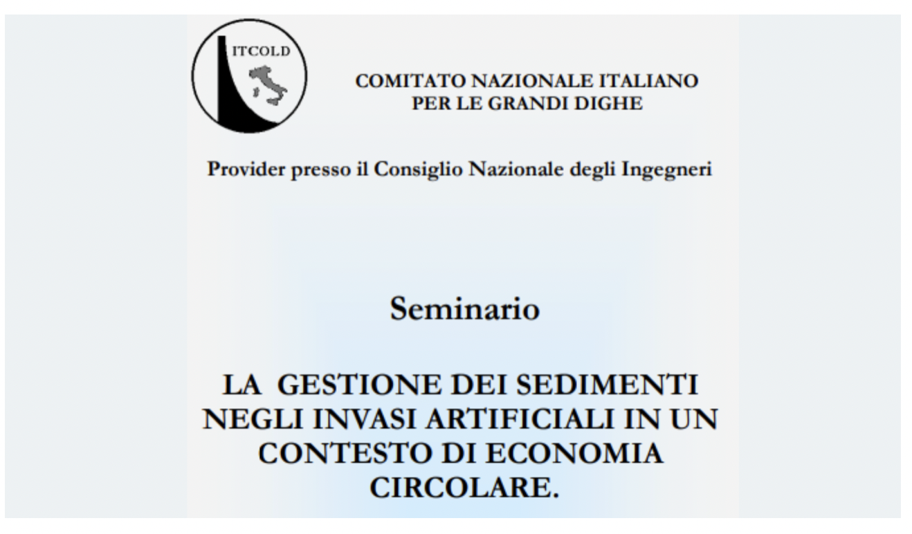 La gestione dei sedimenti negli invasi artificiali in un contesto di economia circolare